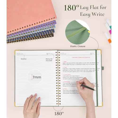 Hardcover Spiral Notebook Journal 8.5¡± x 11¡±, A4 Large Leather Notebooks for Women Men, Lined College Ruled Notebook, 100 GSM Paper, Spiral Bound Journals for Work School Note Taking Business, Green