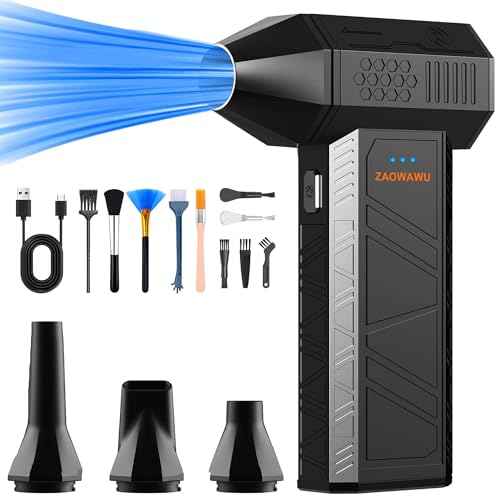 Compressed Air Duster - 110000RPM Ultra-Powerful Electric Air Duster with 3-Gear Adjustable Mini Fast Charging Air Blower for Computer Keyboard, Car Cleaning, Home, and Outdoor Use