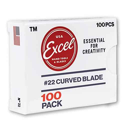 Excel Blades 100 PCS Craft Knife Blade Refill, #22 High Carbon Steel Curved Hobby Knife Blades Replacement - For Precision Cutting, Professional, Hobby, And Art Crafts