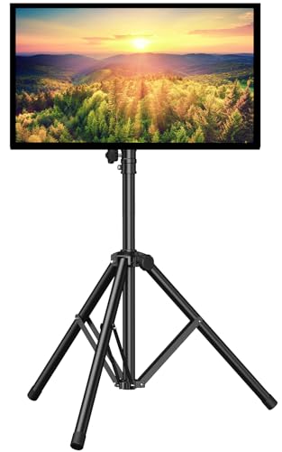 PERLESMITH 23-70 Inch TV Tripod Stand with ±20° Tilt & 360° Swivel, Height Adjustable 39.8-69.5 in, VESA 100x100–400x400mm, Holds Up to 88 lbs