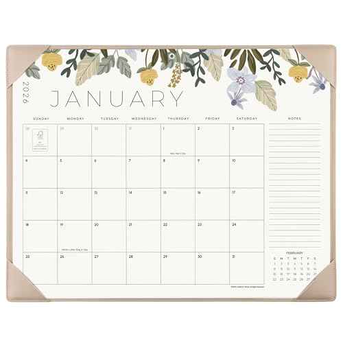Desk Calendar 2026 with Desktop Mat, Cabbrix Large Desk Pad Calendar 22 x 17 Inch Runs From January 2026 to December 2026, Floral Design Calendar 2026 for Home School and Office (Apricot)