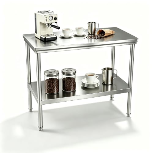 20x40 Stainless Steel Work Table with Adjustable Feet, 900 lb Capacity, 31.5" H