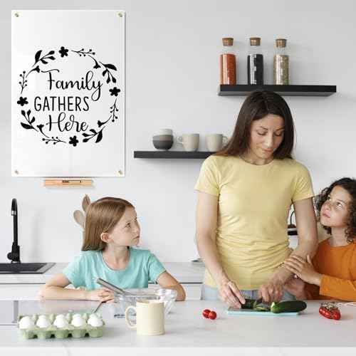 YEOUX Glass Dry Erase Whiteboard - 23x35 Ultra White Non-Magnet White Board for Wall with Wooden Based Floating Glass Marker Tray for Kitchen, Home and Office