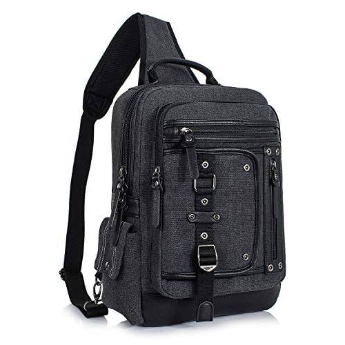 Schkleier Messenger Bag for Men Canvas Sling Bag Crossbody Backpack Laptop Shoulder Bag Hiking Daypacks Casual Tactical