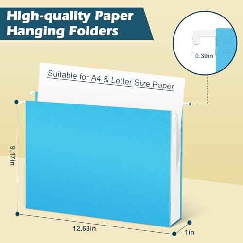 V-Opitos 6 Pack 1 Inch Expansion Hanging File Folders, Letter Size Hanging Folders with 1/5-Cut Adjustable Tab, Extra Capacity Hanging File Folders, Ideal School Classroom, Office Supplies