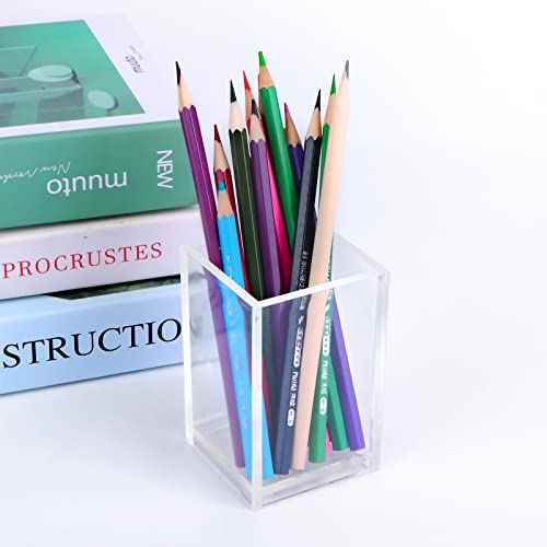 20Pack Clear Acrylic Pen Holder Desktop Pencil Organizer Acrylic Pencil Cup Stationery Office Organizer Makeup Brush Holder