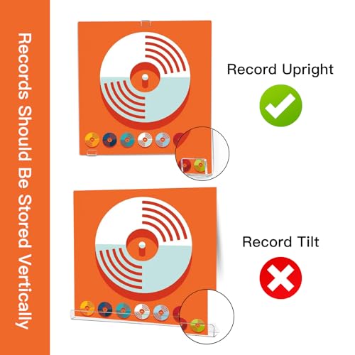 Kalami 18 Pcs Vinyl Record Wall Mount Display Hanger Set with Adhesive (Single LP / 18)