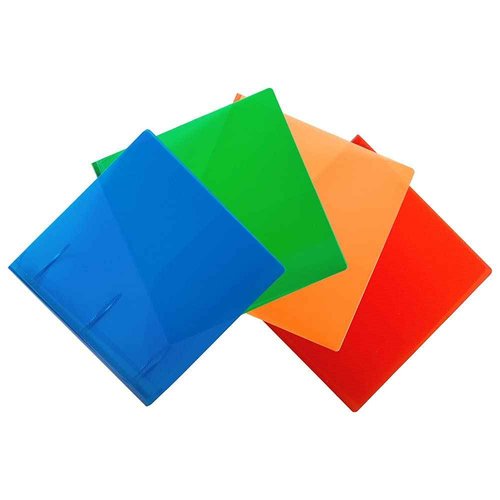 JAM PAPER Plastic 3 inch Binders - Assorted 3 Ring Binders (Red, Blue, Green & Orange) - 4/Pack