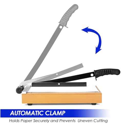 CreGear Paper Cutter, 12" Wood Guillotine Paper Trimmer, 12 Sheet Capacity, Heavy Duty Paper Slicer with Adjustable Guide, Safety Guard and Blade Lock