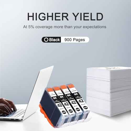 4 Pack CLI-42 Black Ink Cartridge Value Pack High Capacity Replacement for Canon CLI 42 Black Ink Cartridges Compatible for PIXMA PRO-100 PRO-100S Printer (4 Black)