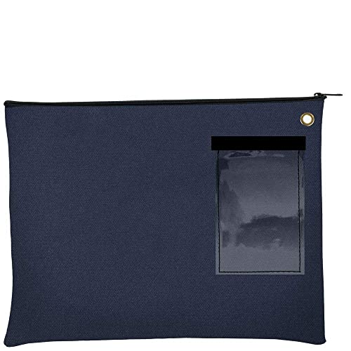 Large Navy Blue Canvas Interoffice Mailer Bag 14 oz with Zipper & Grommet