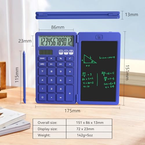 ROATEE Blue Desk Calculator with Erasable LCD Notepad - Portable Office & School Essential
