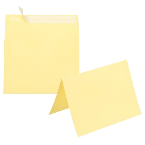 PATIKIL 20Pack Light Yellow 4x6 Blank Cards and Envelopes, Self Seal A6 Envelopes with Folded Cardstock Small for Greeting Cards Wedding Greeting Birthday Invitations Letter Mailing