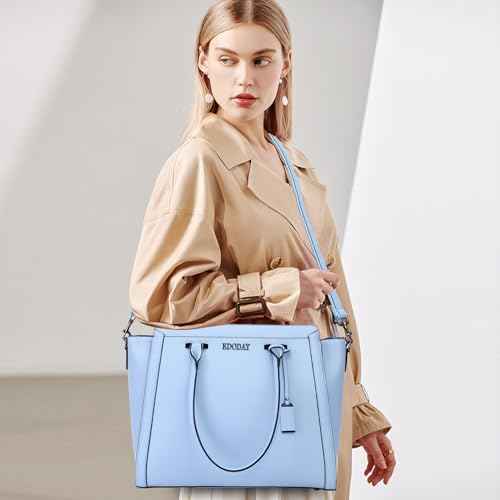 Stylish 15.6 Inch Laptop Tote Bag for Women - Travel Computer Handbag with Long Shoulder Strap