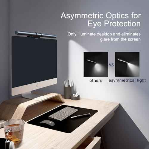 Monitor Light Bar, Fit for Curved/Flat Monitor, Eye-Care USB Computer Lamp Dimmable Screen Light Bar with Auto-On/Off, No Glare Desk Lamp for Screen Home Office