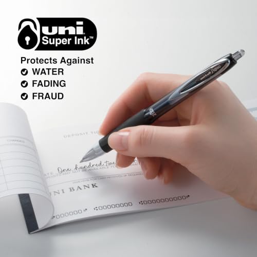 Uni-Ball 207 Gel Pens Pack of 12, Black Ink, 0.7mm Medium Point, Retractable
