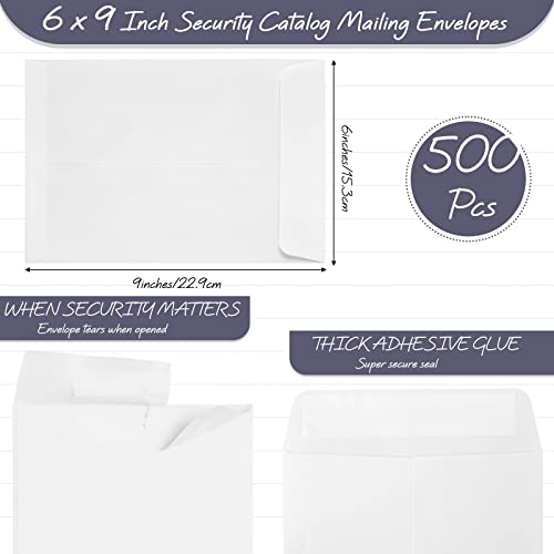 Fuutreo 500 Count White Self-Adhesive Envelopes 6 x 9 Inches for Mailing