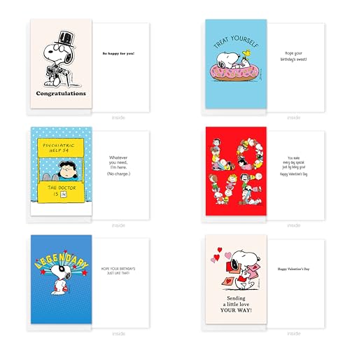 American Greetings 30-Count All Occasions Peanuts Card Pack with Keepsake Box and Envelopes