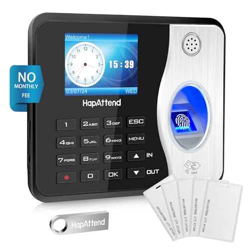 Time Clocks for Employees Small Business Automatic Calculate Hours, 0 Monthly Fees Fingerprint Time Clock, H3 Standalone Biometric Clock in Machine for Employees with 5 RFID Cards