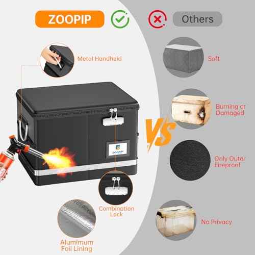Fireproof Document Box,5200¡ÆF File Organizer Box with Lock,Foldable Filing Organizer Cabinet, Portable Safe Storage for Hanging Letter/Legal Folder,Black