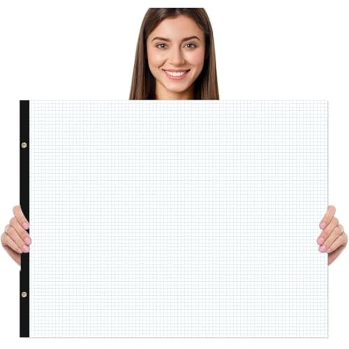 (2-Pack) Large Engineering Graph Paper - 22" x 17" Grid Paper, 100 Sheets/200 Pages, 4"x4" Grid Pad, Giant Drafting Pad Sketching Graph Paper for Engineer Architect Designer Mathematician Draftsman