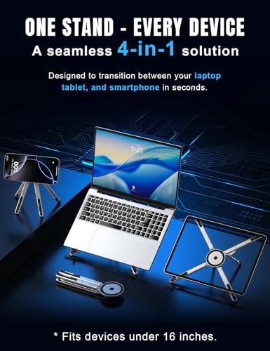 Werfami Silver Portable Laptop & Tablet Stand with Folding Design