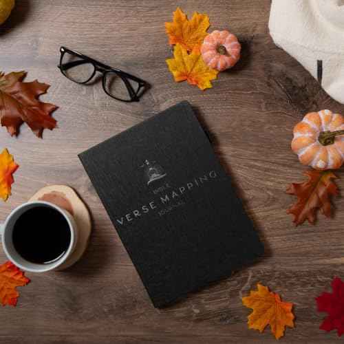 Graceful By Design Bible Verse Mapping Journal - Vegan Leather - Premium Bible Study Journaling Kit (Midnight Black)
