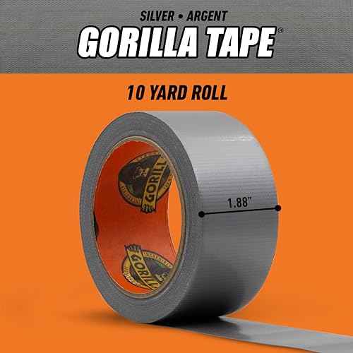 Gorilla Tape, 1.88 in x 10 yd, Silver (Pack of 6) - Duct, Utility, Triple Layer Strength, Indoor & Outdoor, Weather Resistant Shell