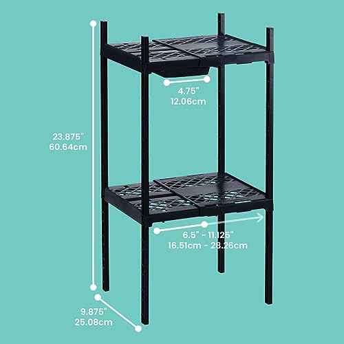 LockerMate Double Locker Shelf, Adjustable Width and Height to Fit Most School Lockers, Black