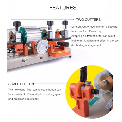 120W Horizontal Key Cutting Machine(238BS), Multifunctional Double Head Key Copy Machine, Hand Wheel Key Copy Tool, for Door and Car Lock Key Copy Duplicating Equipment