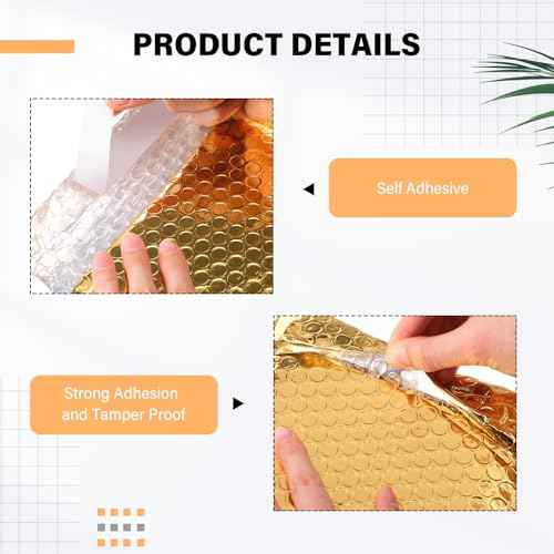 100 Pack Christmas Bubble Mailers 3 Sizes Metallic Bubble Envelopes Waterproof Self Sealing Bags for Mailing, Packing, Small Business, Jewelry Makeup, Gifts(Gold,Metallic)