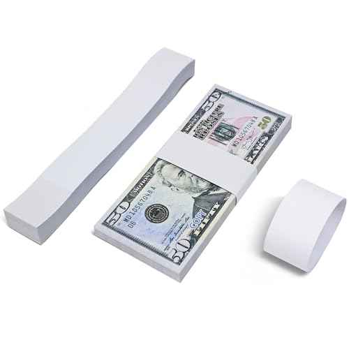 L LIKED Money Band Self Sealing Currency Straps for Bill Wrappers (Blank White - 100 PCS)
