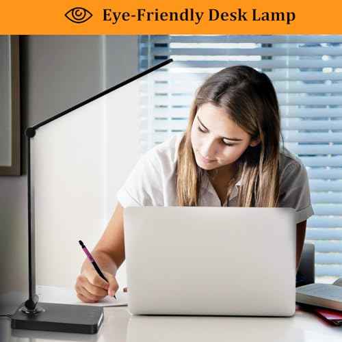 LED Desk Lamp with USB Ports,Touch Desk Lamps for Home Office with 5 Color Modes,3 Brightness Desk Light with Small Night Light,Reading Lamp Table Lamp for Bedroom Bedside Study Black £¨with adapter£©