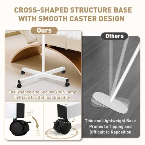 10X Magnifying Glass with Light and Stand, 24W & 2200 Lumens Infinite Warm-Cold Dimming Mag Lamp for Estheticians, 2-in-1 LED Floor Lamp with 4 Wheel Rolling Base for Crafts Reading Facial Nail