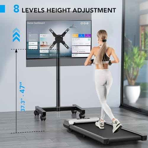 AX WABER Mobile TV Floor Stand for 13-50 inch LCD LED Flat/Curved Panel Screen TVs up to 77 lbs, Height Adjustable TV Stand Mount with VESA 200x200, Portable TV Stand with Tilt Function AX1007TBM