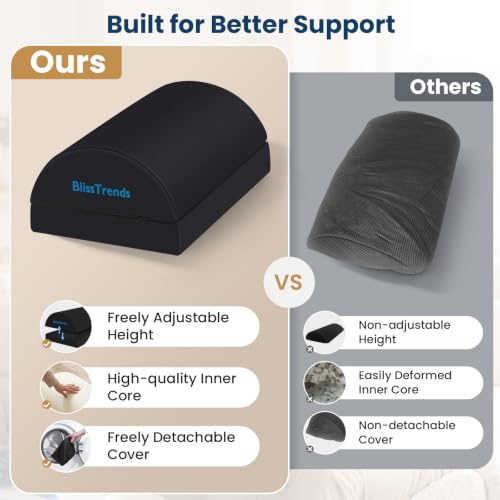Black Adjustable Foot Rest Under Desk for Office Comfort - BlissTrends