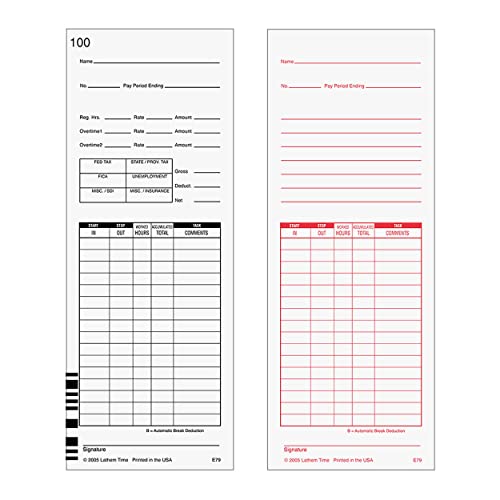 Lathem 7000E/7500E Payroll Time Cards 100 Pack White Double-Sided US