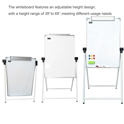 ADDXINH White Magnetic Double-Sided Whiteboard Easel 24x36'' with Stand, Adjustable Height, Foldable Dry Erase Board for Home Office & Teaching