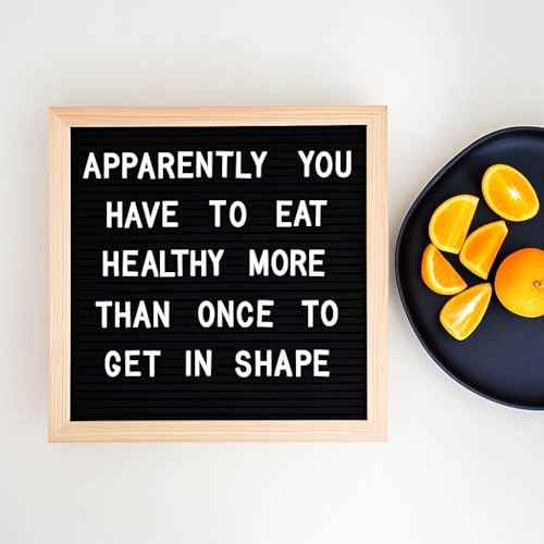 Felt Letter Board, 10x10 inches, Changeable Wooden Message Board Sign, Wood Frame, Wall Mount, with Display Stand (Black)
