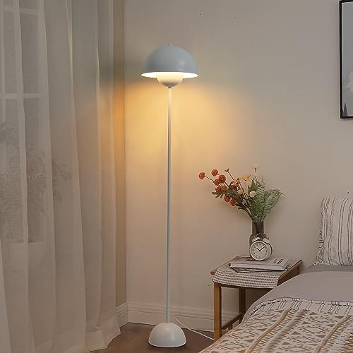 Mid Century Tall Standing Floor Lamp, White Bud Modern Bright Floor Lamps for Living Rooms & Bedrooms, Lighting Lamp Metal Floor Lights for Corner illumination-E26 Socket(No Bulb)