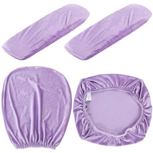 Tallew 4 Pcs Office Chair Covers Set with Armrest Purple (Purple Variation)