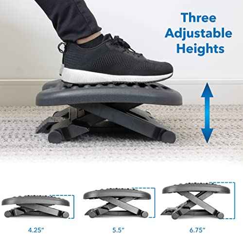 Mount-It! Ergonomic Under Desk Footrest | Massaging Foot Support for Foot Comfort | Office Tilting Footrest with 3-Level Height Adjustment Against Swelling