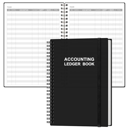 Heveboik Accounting Ledger Book A5 64-Sheet 128 Pages Black 5.8 x 8.4