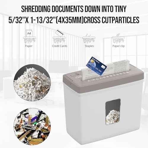 Desktop Shredder,5 Sheets Small Cross-Cut Paper Shredder(P-4 Security) with 2.38-Gallon Basket, 4-Mode Design-Durable & Fast and Jam Proof for Home Office£¨Brown+White£©