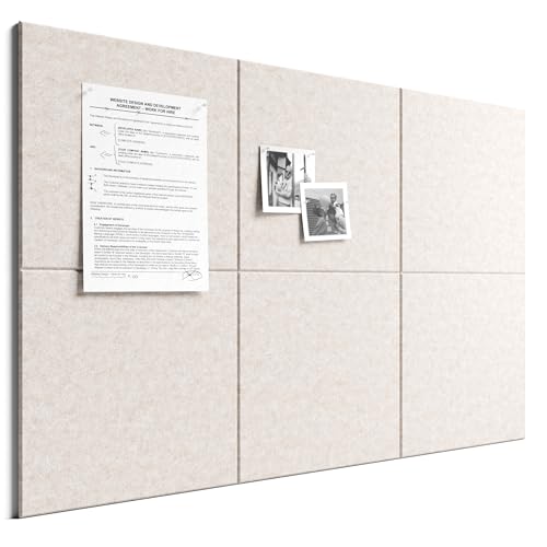Bumusty 36x24 Oatmeal Large Cork Board Alternative - 6 Pack Felt Tiles