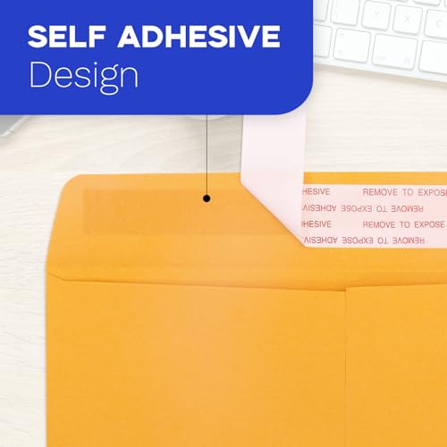 9x12 Manila Envelopes Self Seal 100 Pack, Goefun Yellow Brown Large Catalog Envelopes 9 x 12 Letter Size for Mailing, 80GSM Paper