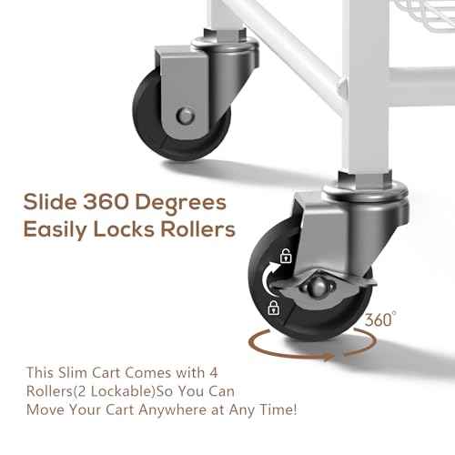 4 Tier Slim Rolling Storage Cart with Pull-Out Baskets, Narrow Sliding Storage Slim Laundry Cart Slim Rolling Kitchen Cart