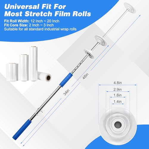 Heavy Duty 48" Stretch Film Dispenser Pole Holder for Pallet
