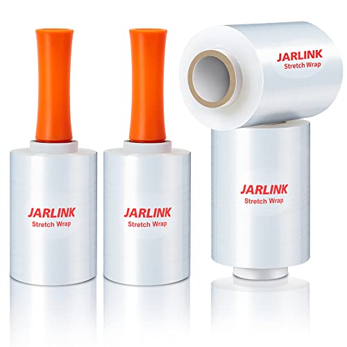 JARLINK 5" x 1000ft Plastic Stretch Wrap Roll with Handles - 4 Pack