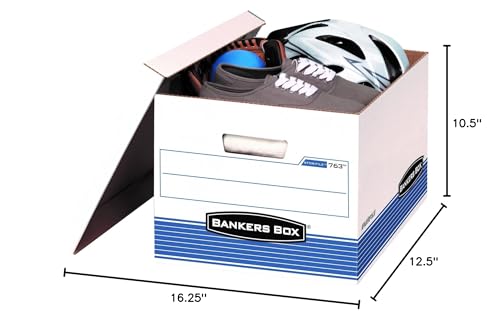 Bankers Box 20 Pack STOR/FILE Medium-Duty File Storage Boxes, FastFold, Lift-Off Lid, Letter/Legal, White/Blue